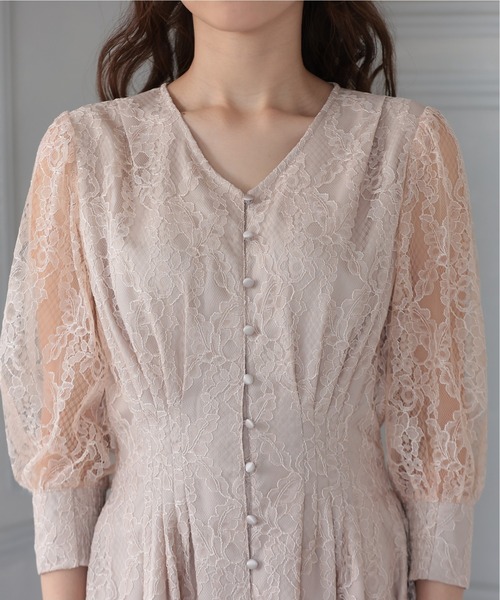 「PREFERIR」 7分袖ワンピース MEDIUM ベージュ レディース_画像8