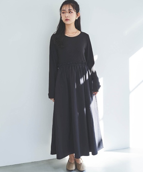 「mil」 ドッキングワンピース S ブラック×ブラック レディース_画像8