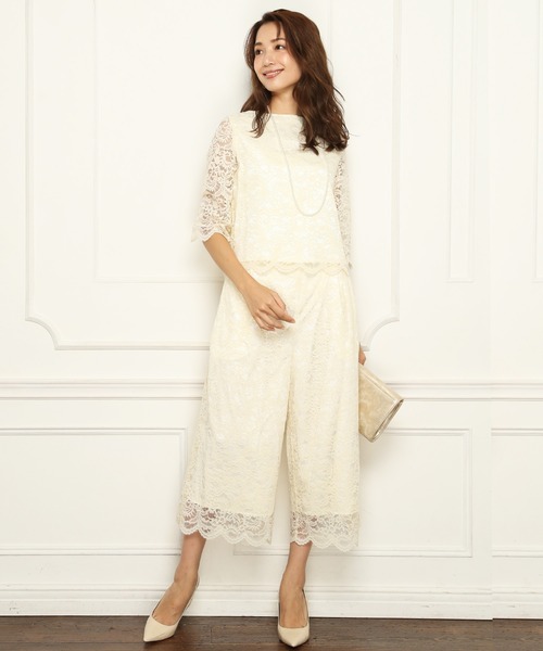 ✳︎新品✳︎ DRESS LAB / トップス×パンツ セットアップドレス DRESS LAB パンツドレス 「結婚式/オケージョンドレス」レース