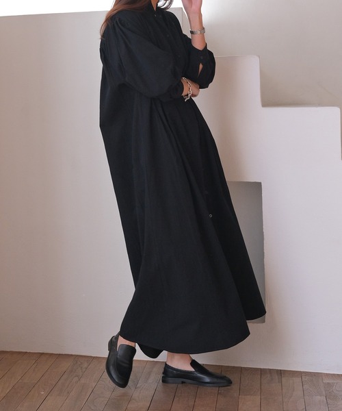 AKTE シャツワンピース ボリュームロングシャツワンピース
