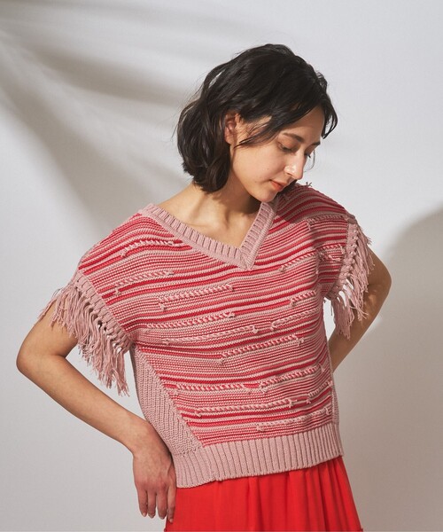 人気】グレースコンチネンタル 美品 ゆったり サマーニット ピンク 36