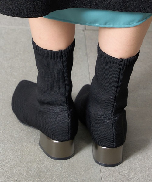 Knit Ankle Boots ニット アンクルブーツ チャンキーヒールニットショートブーツ | SESTO(セスト