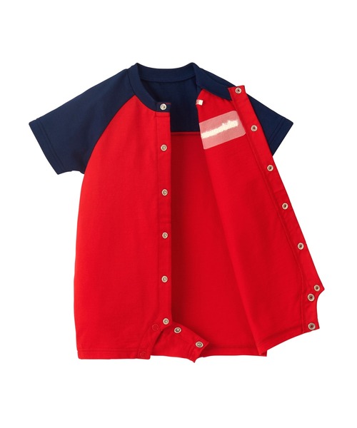 ベビー服 ロンパース バックロゴショートオールの画像