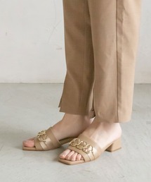 (SALE)( サンローラン)グリーンサテンダイブミュール SLY | RIBBON DESIGN POINTED サンダル (サンダル ) |SHEL'TTER