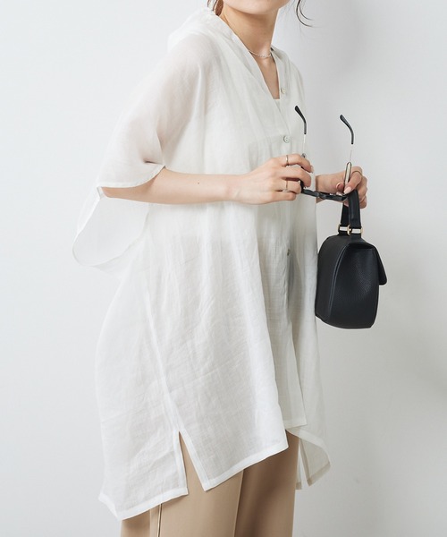 ピュアルセシン【Du noir】ラミーノーカラーブラウス pual ce cin シャツ ブラウス 「Du noir」ラミーノーカラー