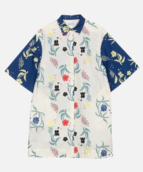 美品⭐️marimekko マリメッコ 花柄 ボタニカル マーケット ワンピース marimekko ワンピース Herbaario / Fasadi cotton poplin dress