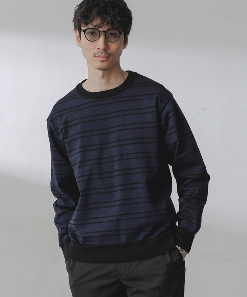 NANO universe tシャツ C/SORONA プレーティングボーダーニットT 