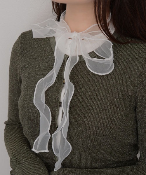 The Soloist 20AW ラペルパーツ つけ襟 ベージュ VIBGYOR Women つけ襟 付け襟 「resonance」リボン シフォンフリル