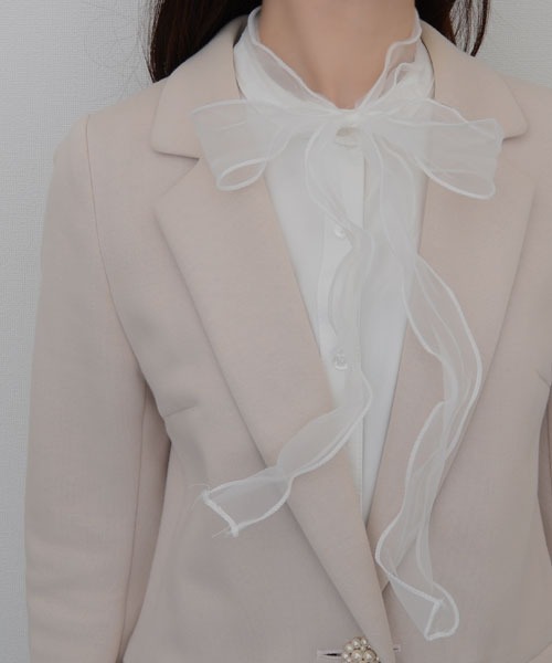 The Soloist 20AW ラペルパーツ つけ襟 ベージュ VIBGYOR Women つけ襟 付け襟 「resonance」リボン シフォンフリル
