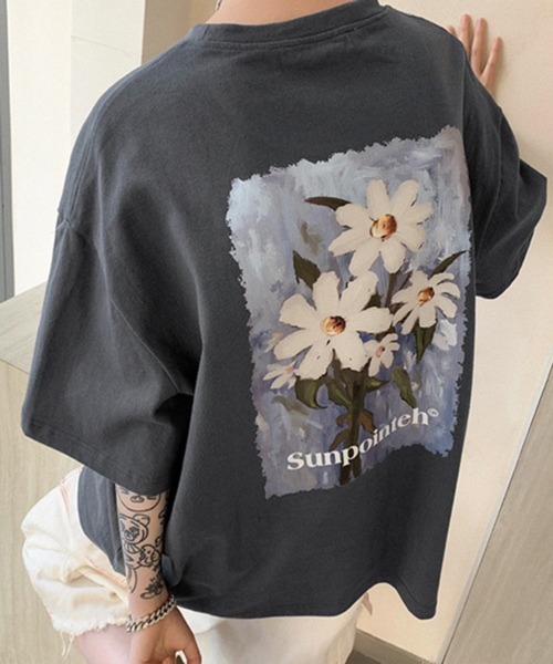 NOWLE（ノウル） tシャツ 「NOWLE」花柄 グラフィック フロント