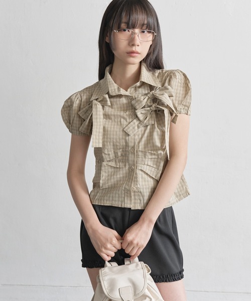 UNE MANSION ブラウス シャツ 「UNE ORIGINAL」ショルダーパフ