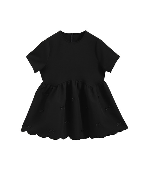 Fit more tシャツ 裾スカラップリボンカットソー レディース