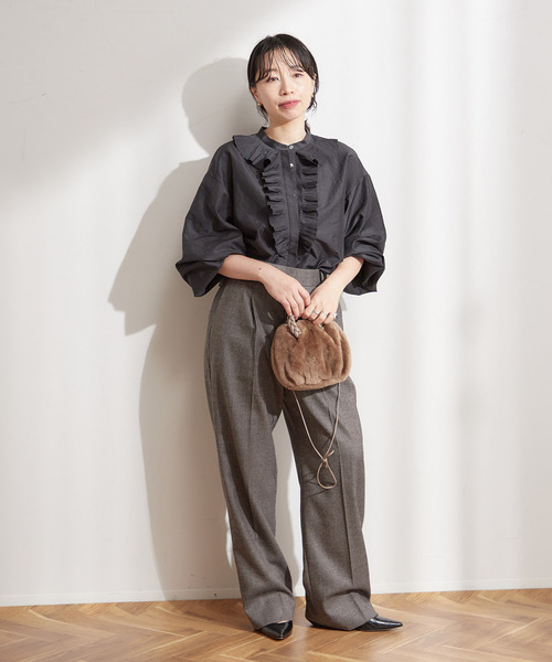 journal standard L'essage ブラウス シャツ プリーツフリル