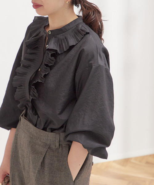 新品＊JOURNAL STANDARD L'ESSAGE プリーツフレアブラウス SP》デザインドットプリーツブラウス（シャツ／ブラウス