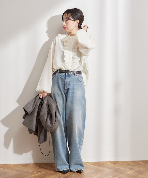 ブラウス シャツ プリーツフリルブラウス レディース journal standard L'essage ブラウス シャツ プリーツフリル