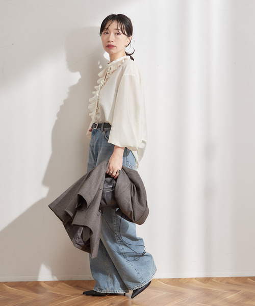 journal standard L'essage ブラウス シャツ プリーツフリル