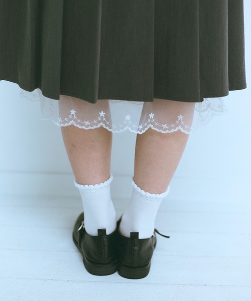 fekete レースミディプリーツスカート ブラック SMALL fekete レースミディプリーツスカート ブラック SMALL - メルカリ