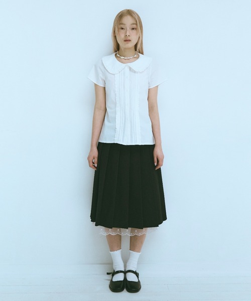 スカート pellicule black sweat lace pleats skirt sweat lace pleats skirt｜PELLICULE | ぺリキュール