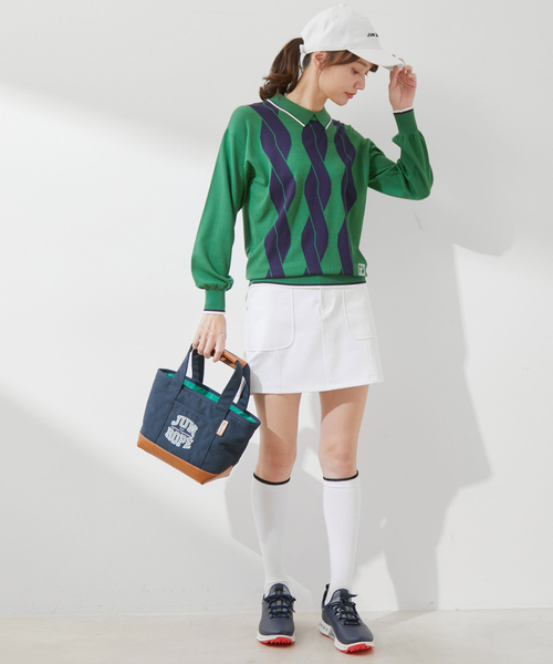 【新品】JUN&ROPE'メッシュモックネック　スカートセットアップ　ホワイト 新品】JUN&ROPE'メッシュモックネック スカートセットアップ ホワイト