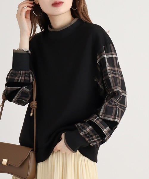 tシャツ Eglantine チェック切替カットソー レディース