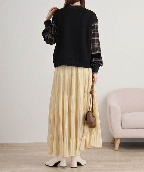 EGLANTINE tシャツ Eglantine チェック切替カットソー