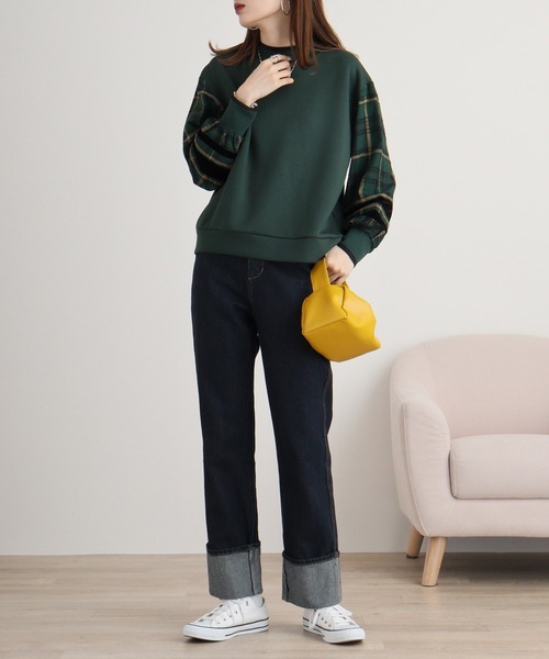 tシャツ Eglantine チェック切替カットソー レディース EGLANTINE tシャツ Eglantine チェック切替カットソー