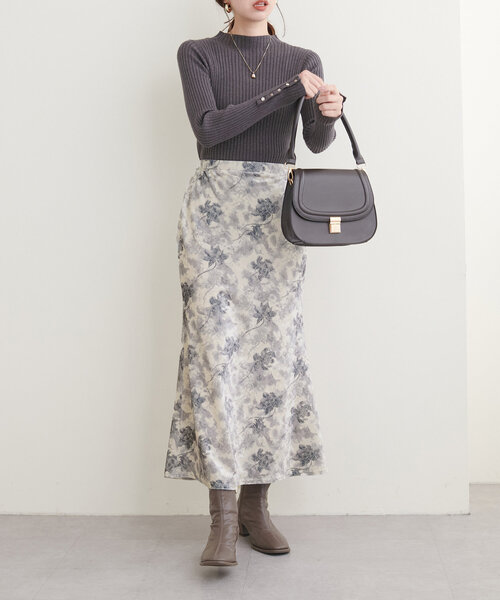 natural couture ロング スカート 花柄ベロアスカート : ZOZOTOWN
