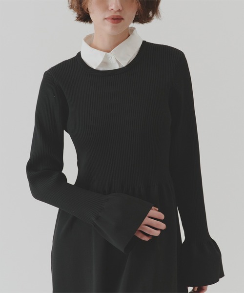 【美品】WEB限定　ダブルスタンダード　襟付きボリュームスリーブワンピース DOUBLE STANDARD CLOTHING ワンピース ボリュームスリーブ