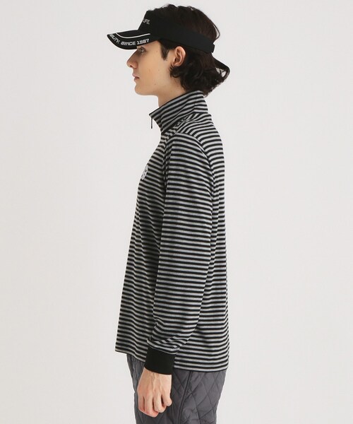 adabat tシャツ ボーダーデザイン ハーフジップ長袖プルオーバー