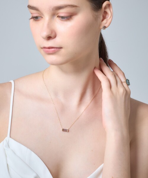 ete フローライト K10 ネックレス ete ネックレス 「フローライト」 K10YG クォーツ×フローライト