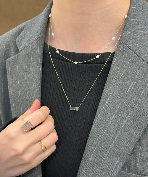 フローライト] K10YG クォーツ×フローライト ネックレス ete ete