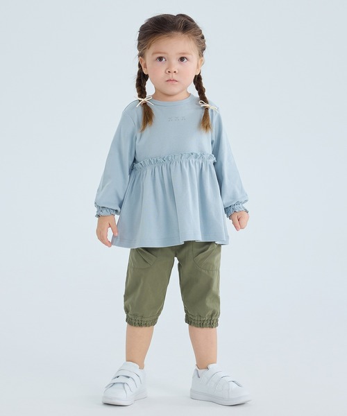 Combi mini tシャツ やわらか長袖ガーリーフレアトップス（さくらんぼ