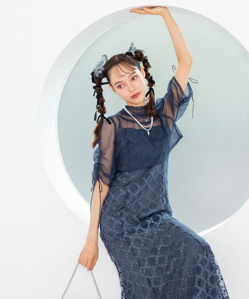 ★新品★formforma シャーリングリボンボレロ×ダイヤ柄キラキラドレス formformaオリジナル】シャーリングリボンボレロ×ダイヤ柄