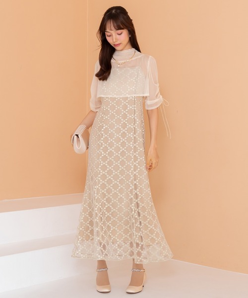 ★新品★formforma シャーリングリボンボレロ×ダイヤ柄キラキラドレス formformaオリジナル】シャーリングリボンボレロ×ダイヤ柄