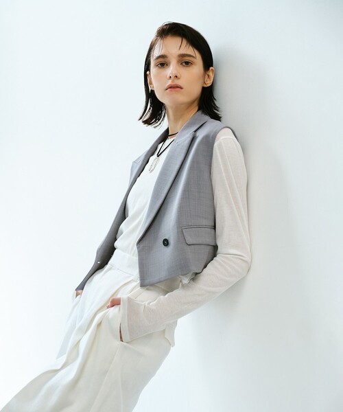 allureville ベスト ジレ ストレッチトロショートジレ
