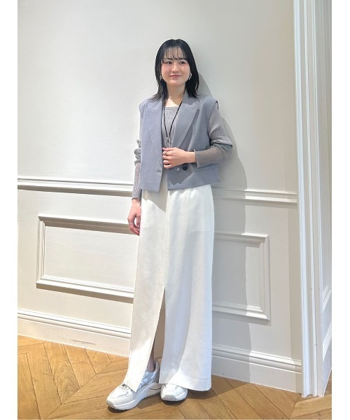 allureville ロングジレ ベスト allureville ベスト ジレ 「セットアップ対応可能」麻調カルゼ