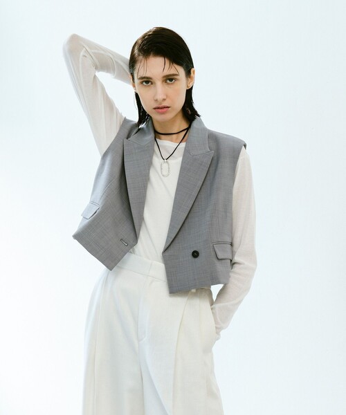 allureville ベスト ジレ ストレッチトロショートジレ