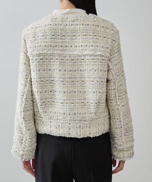 VIS ジャケット ノーカラージャケット ツイードノーカラージャケット