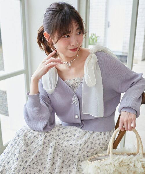 poppy バルーンリボンキャミ レッド POPPY あさぎーにょKURUKURU RIBBON LOOSE KNIT