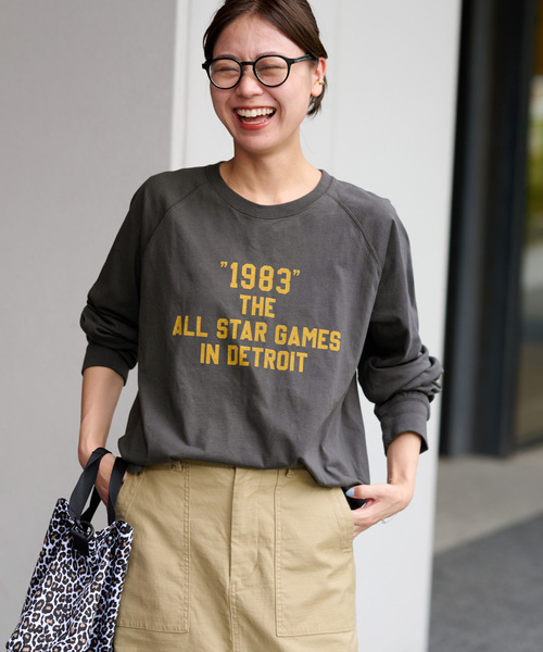 tシャツ 「追加」ラグランスリーブカレッジロングスリーブTEE レディース