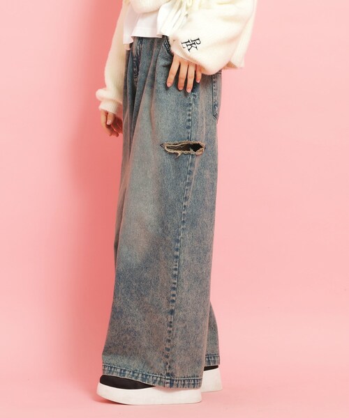 PINK-latte（ピンクラテ） パンツ サイドカットデニム キッズ 子供服