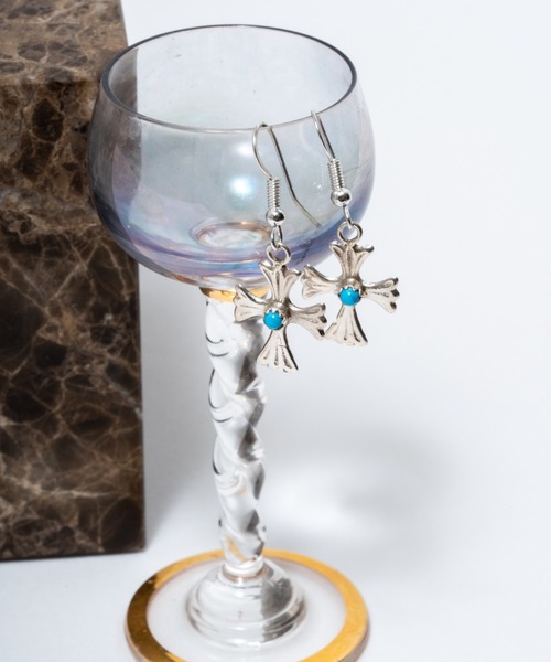 Harpo ピアス 「HARPO」ターコイズ クロス シルバーピアス