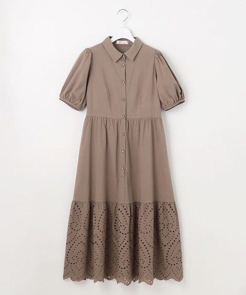 Feroux（フェルゥ） ワンピース 半袖 刺繍入りシャツ ワンピース