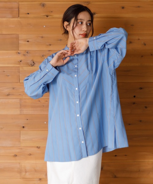 ブラウス シャツ 「AMERICAN RAG CIE」ストライプチュニックシャツ（WOMEN) レディース セール】【AMERICAN RAG CIE】ストライプチュニックシャツ
