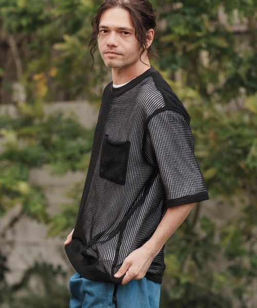 CAMBIO（カンビオ） tシャツ mt9552-ドライニットミニ布帛メッシュT