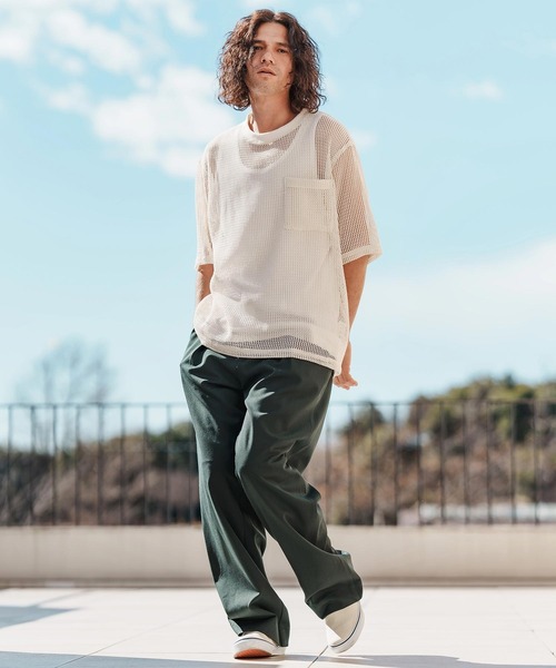 CAMBIO（カンビオ） tシャツ mt9552-ドライニットミニ布帛メッシュT