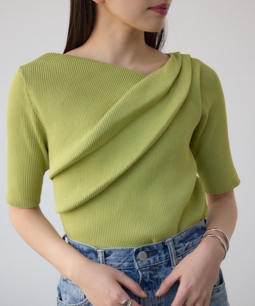 CABAN グリーン 五分袖ニット coen サラコ5分袖ポロサマーニット -ファッション通販 FASHION