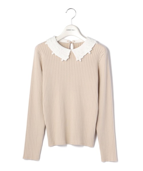 「LAISSE PASSE」 長袖ニット MEDIUM キナリ レディース LAISSE PASSE 「LAISSE PASSE」 長袖ニット MEDIUM ブラウン