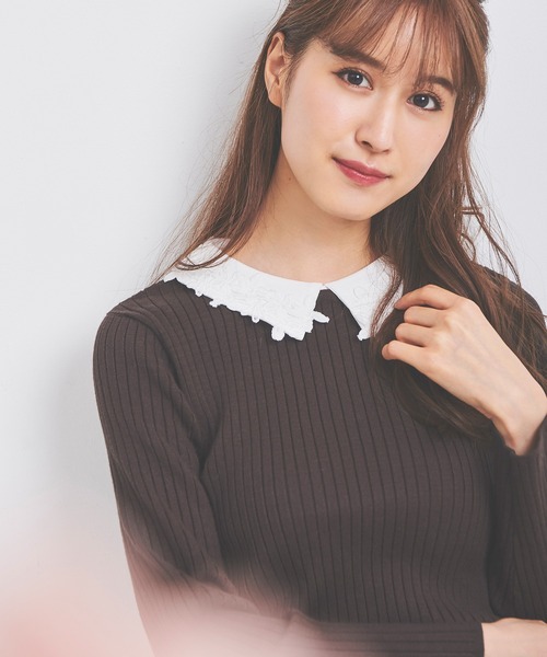 「LAISSE PASSE」 長袖ニット MEDIUM キナリ レディース LAISSE PASSE 「LAISSE PASSE」 長袖ニット MEDIUM ブラウン