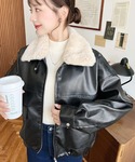 レザージャケット ライダース ファーティペット...の詳細画像5